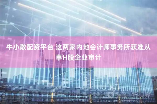 牛小散配资平台 这两家内地会计师事务所获准从事H股企业审计